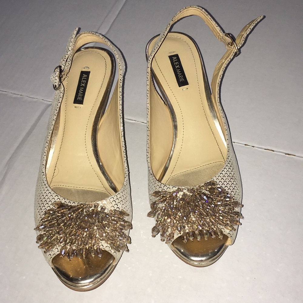 Alex Marie Metallic Suede Beaded Pumps